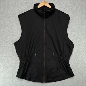 Sunice Womens L Black Sleeveless Full Zip Golf Vest Drawstring Waist Windbreak